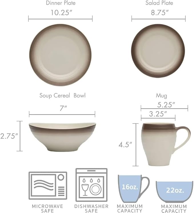 Ceramic 16-Piece Dinnerware Set Service for 4 Tableware Set of Plates Dinner Sets Plate Dish Bar