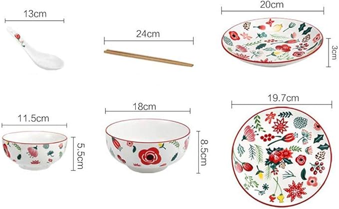 Dinner Plates,Fine Dinnerware Set,10 Piece Dinnerware Set, Ceramic Tableware Set, Dinner Plates and Bowls, American Multicolor Pastoral Floral, Service for 2