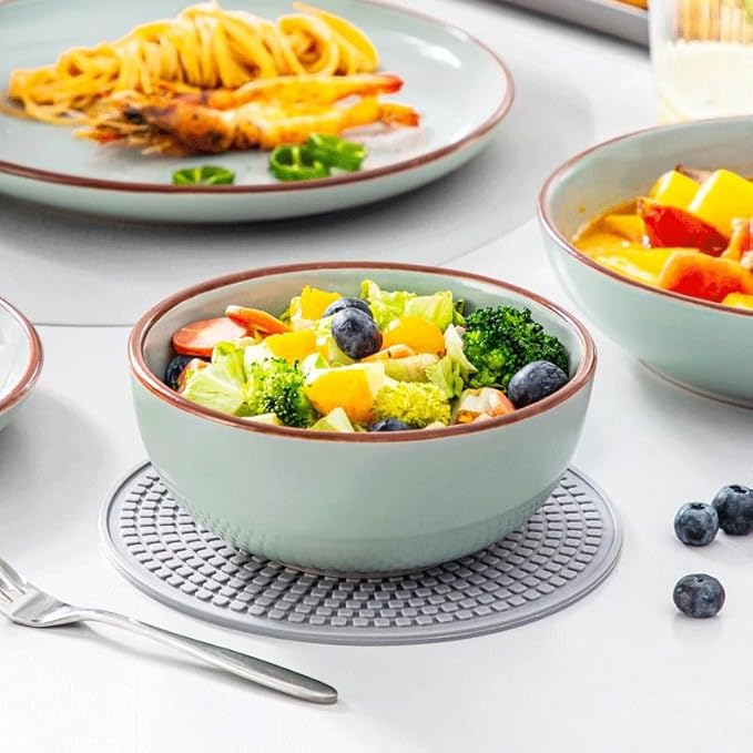 Round Dinnerware Set 16 Piece Ceramic Tableware Set with Dinner Dessert Soup Plate Bowl for 4 Person
