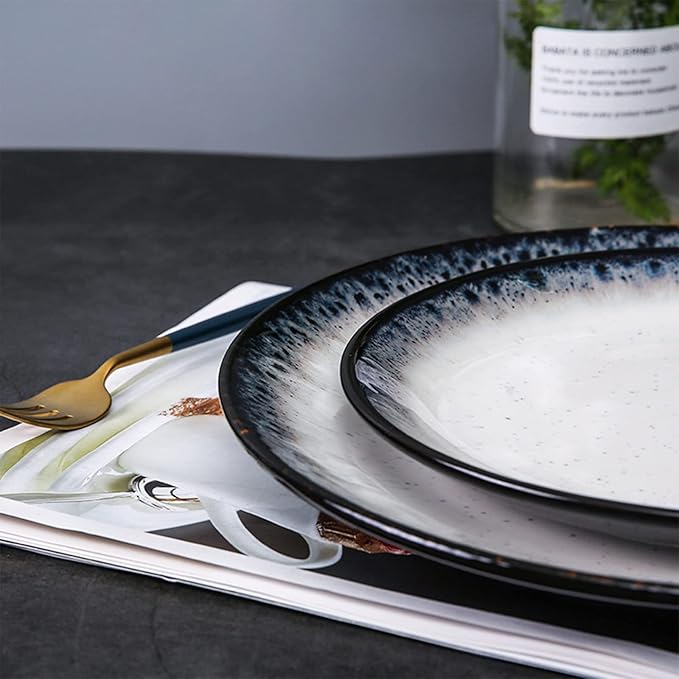 Party Tableware Set, Round Porcelain Dinnerware Set, 16 Piece Dishes Dinner Sets, Dinner Plates, Dessert Plates, Bowls and s Dishwasher Safe Ceramic Dishes, Ser